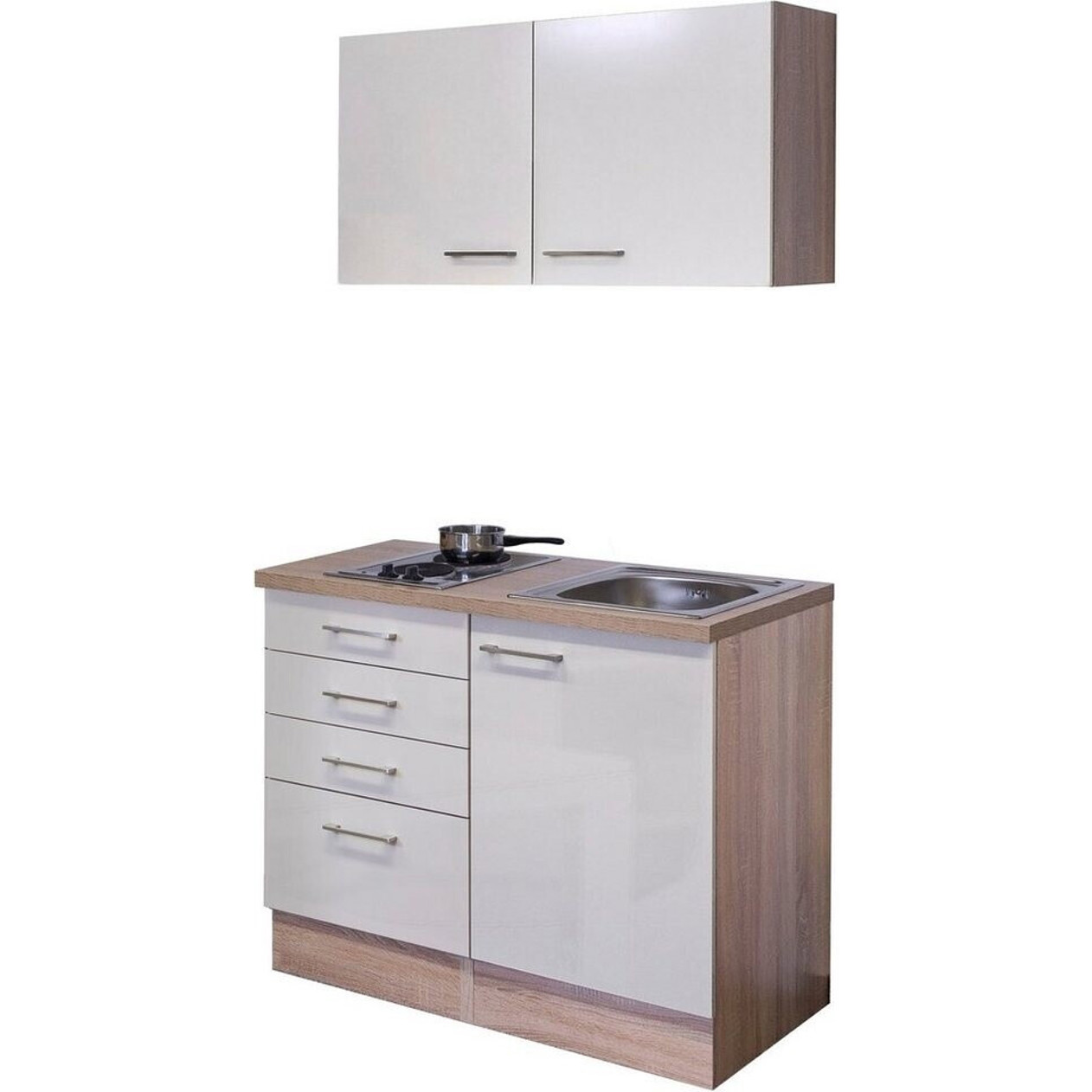 Flex-Well - Miniküche Nepal Orlando - Miniküche - 100 cm Breite, mit Kochfeld, mit Oberschrank