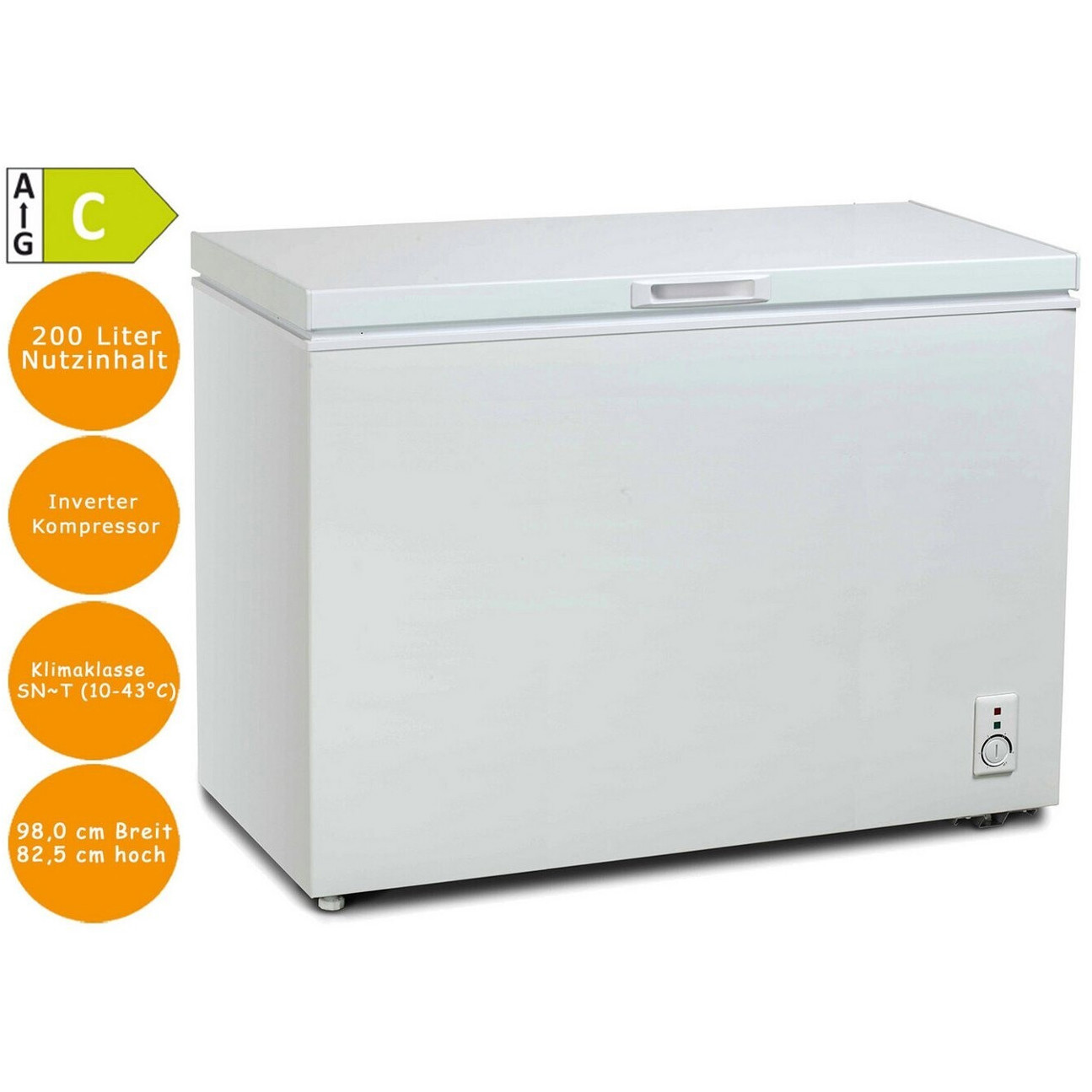PKM - BGT200C - Gefriertruhe - 200 Liter, 39 dB(A), weiß