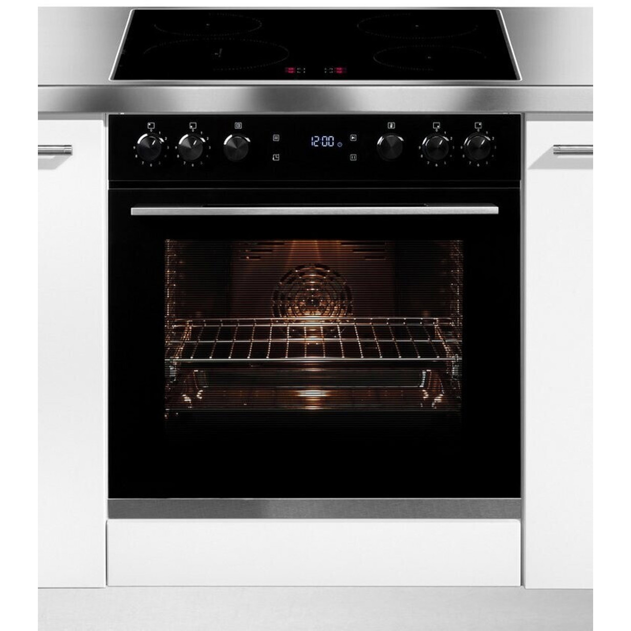 Hanseatic - HBCO7210A1 + HI46074CA - Induktionsherd - 4 Kochstellen, 72 Liter Volumen, Klapptür