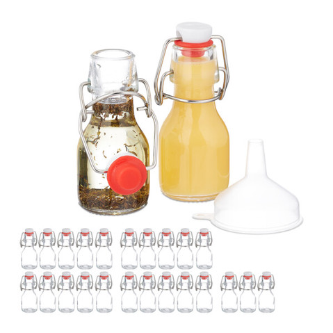 Relaxdays - 10048672_1395 - Mini Flaschen Set (50 ml, Transparent, Höhe 11.5 cm, Länge 4.5 cm, Breite 5 cm)