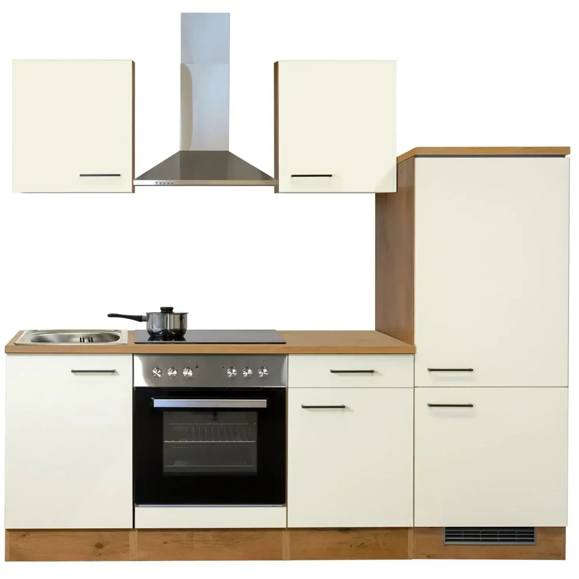 Flex-Well - Vintea - Kompaktküchen - 220 cm Breite, mit Kühlschrank, Backofen