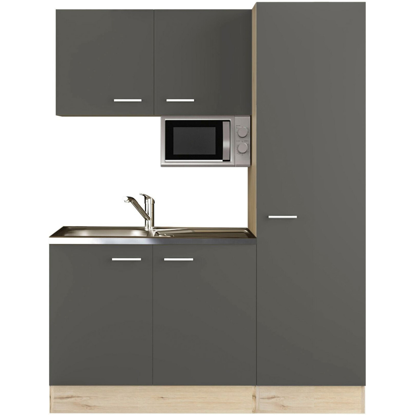 Flex-Well - Morena - Miniküche - 150 cm Breite, grau, 200 cm Höhe