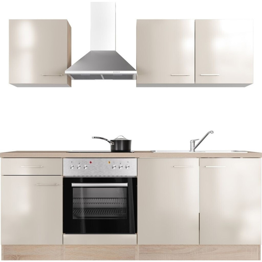 Flex-Well - Nepal - Miniküche - 210 cm breit, kaschmir glänzend, reversibel