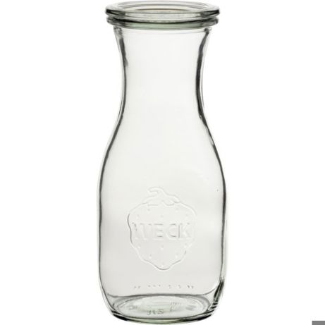 Weck - Flasche 4-tlg. (Glas, ø 60 mm, Höhe 183 mm, Inhalt: 0,5 l) inkl. Deckel, Dichtungsring, Klammer