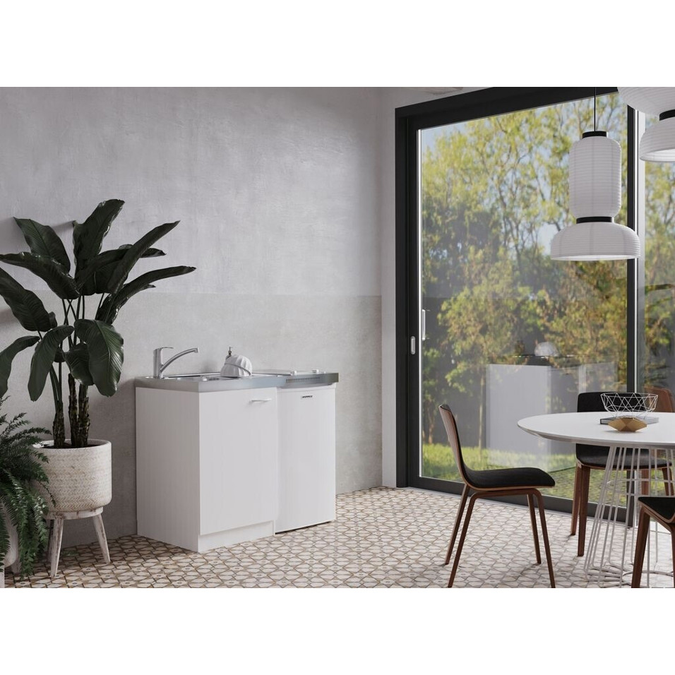 Respekta - MK 100 WCS - Miniküche mit Elektrogerät - mit Geschirrspüler, mit Glaskeramik-Kochfeld, mit Edelstahlspüle