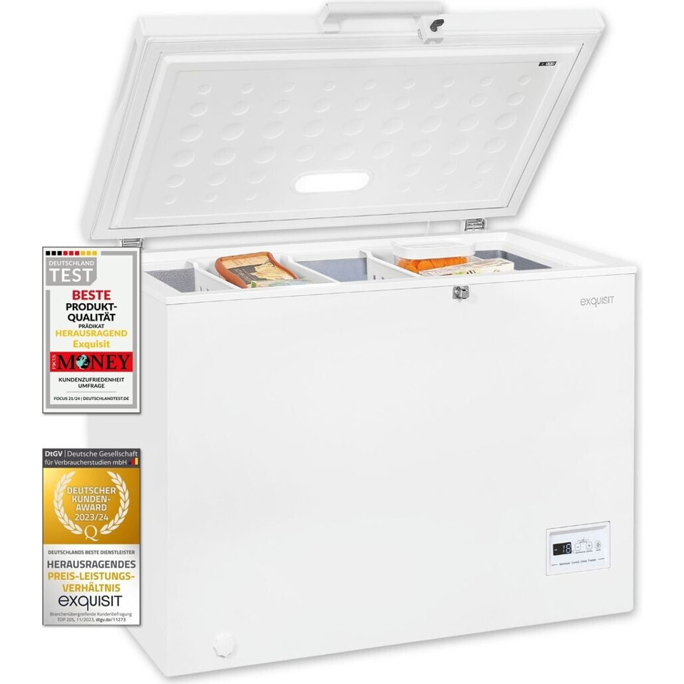 Exquisit - Gefriertruhe - GT200-HE-040C - 198 Liter Inhalt, 4-Sterne Gefrierklasse, Weiß