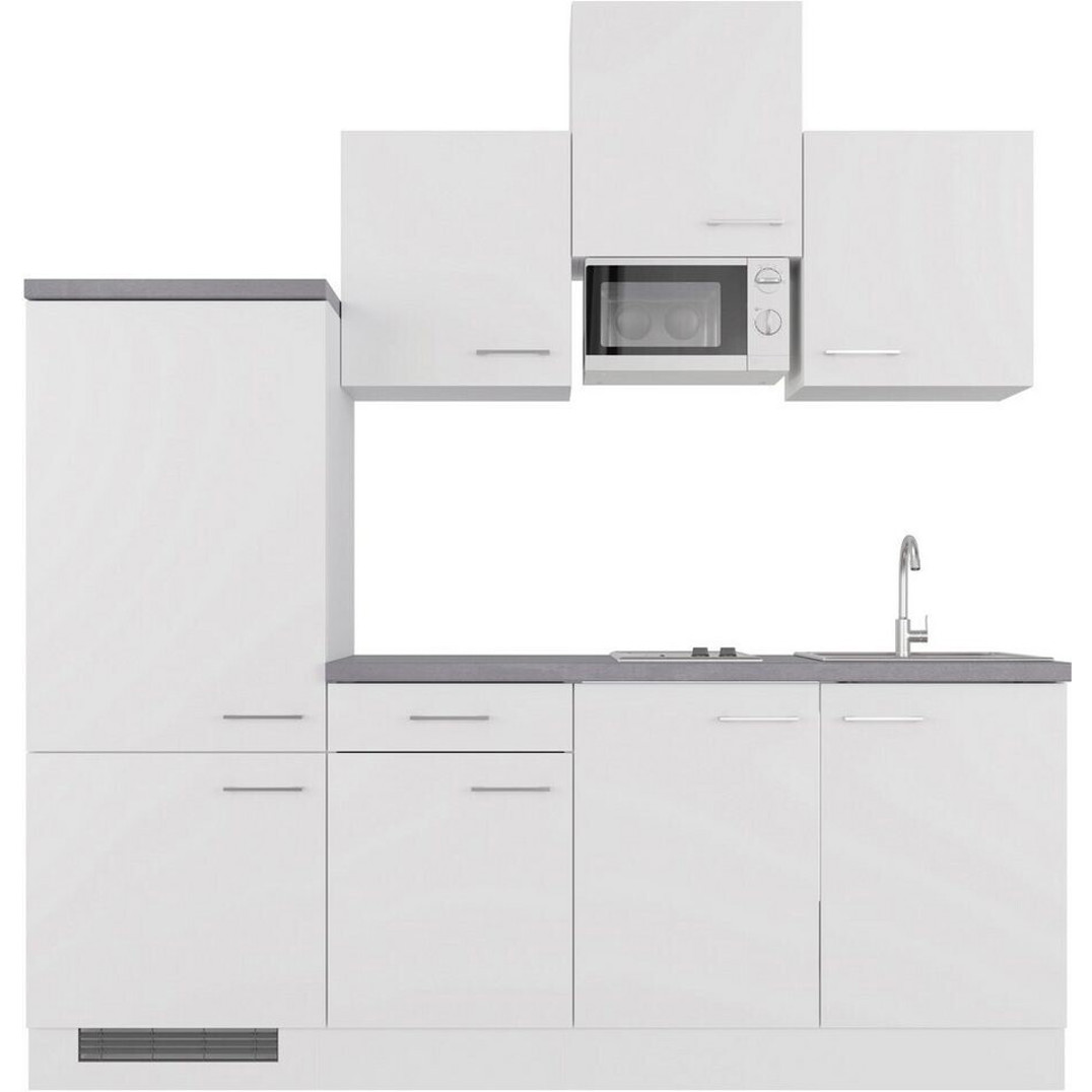 Flex-Well - Küchenzeile Varo - Miniküche - 210 cm Breite, mit Mikrowelle, Restwärmeanzeige