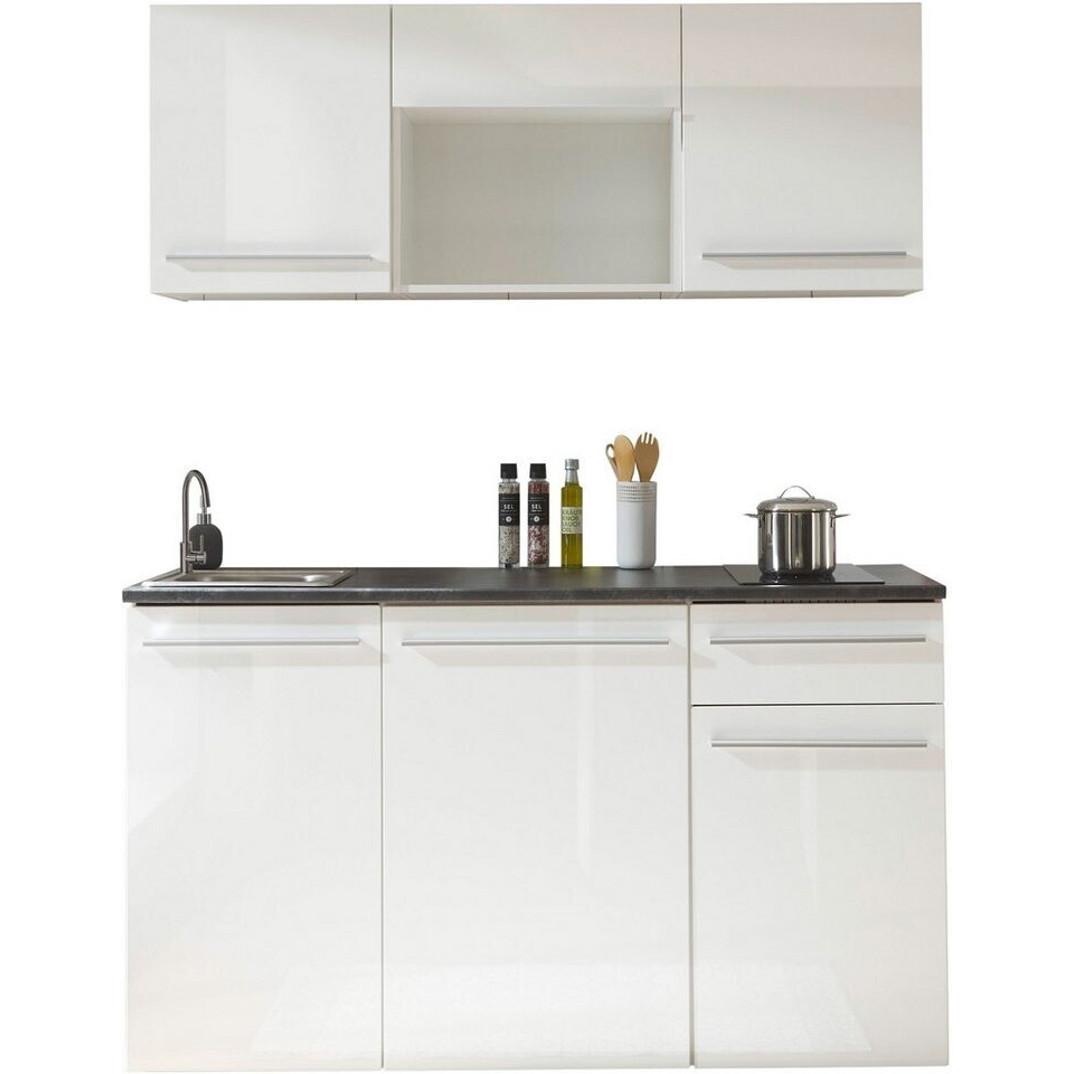 Basic By Balculina - JAZZ - Miniküche mit Elektrogerät - 160 cm, weiß/braun, 39 dB(A)