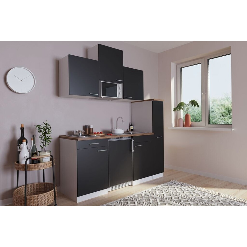 Respekta - Küchenzeile - KB180WWMI - Kompaktküchen - 180 cm breit, 42 dB Geräuschpegel, mit Schublade