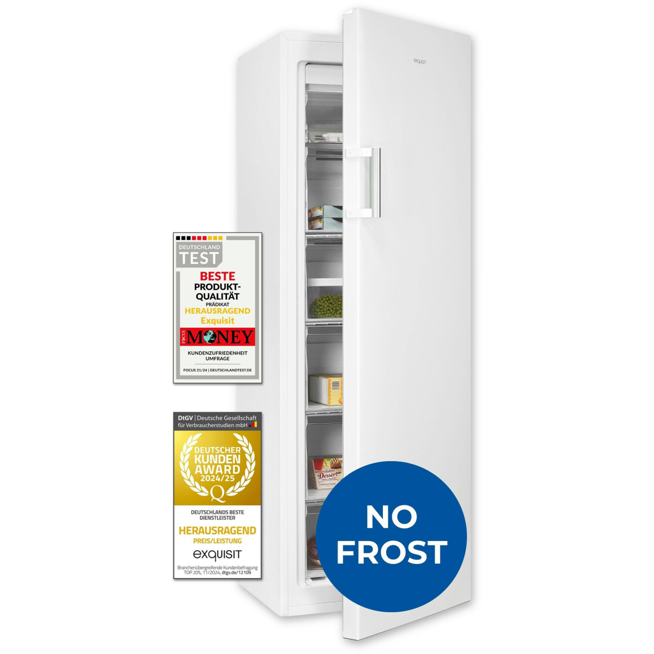 Exquisit - GS4271-NF-H-010E - Gefrierschrank - No-Frost, 194 Liter Inhalt, weiß