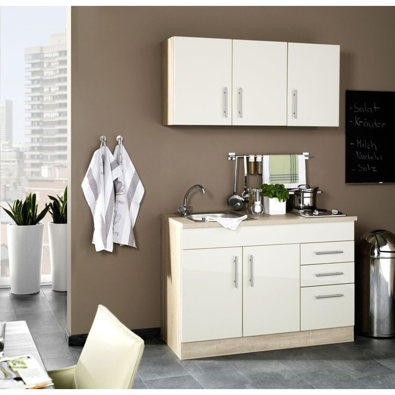 Held Möbel - Miniküche TORONTO - Miniküche - 120 cm Breite, mit Kochfeld, beige