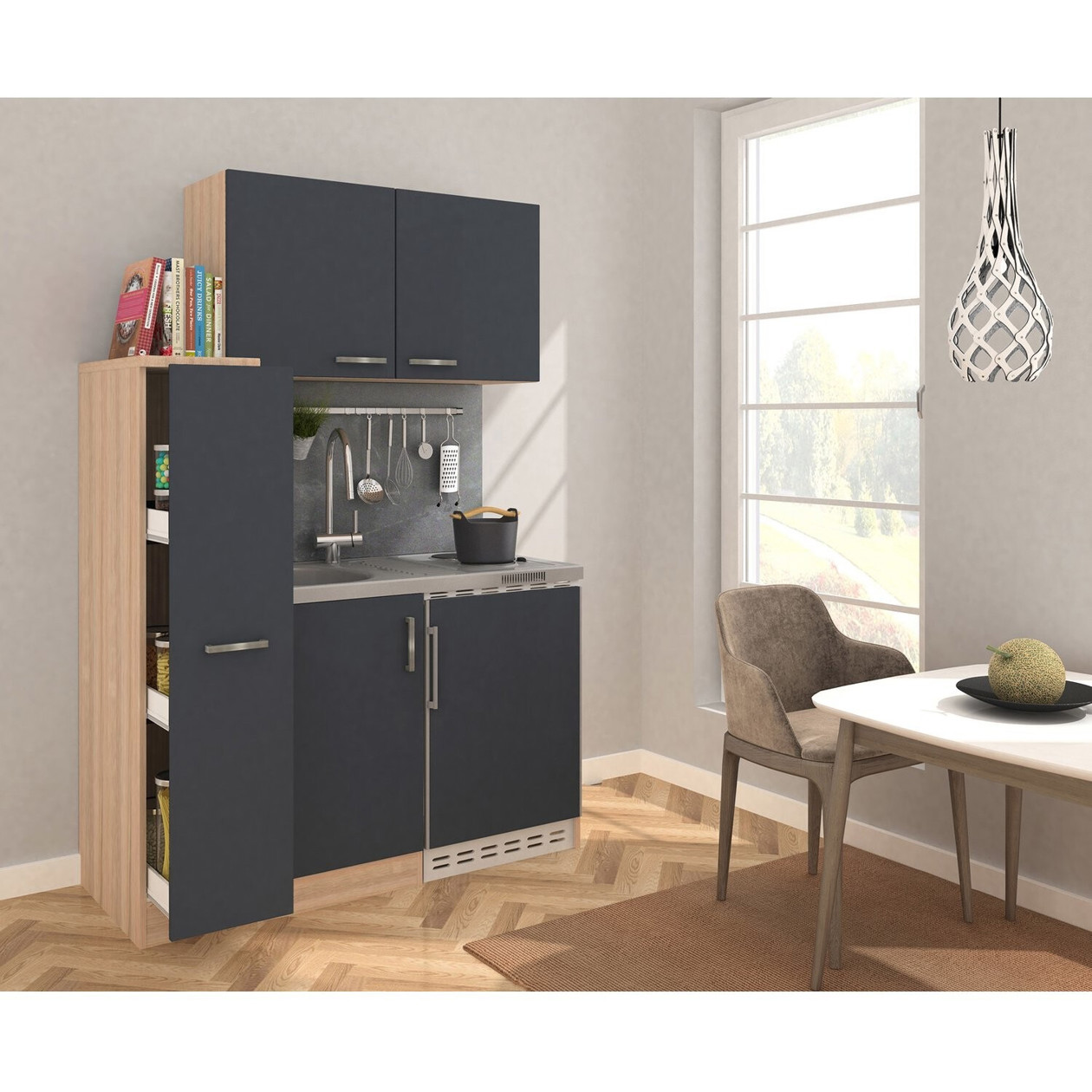 Respekta - MK130ESGOSCS - Miniküche mit Elektrogerät - grau, 39 dB(A), 50 cm