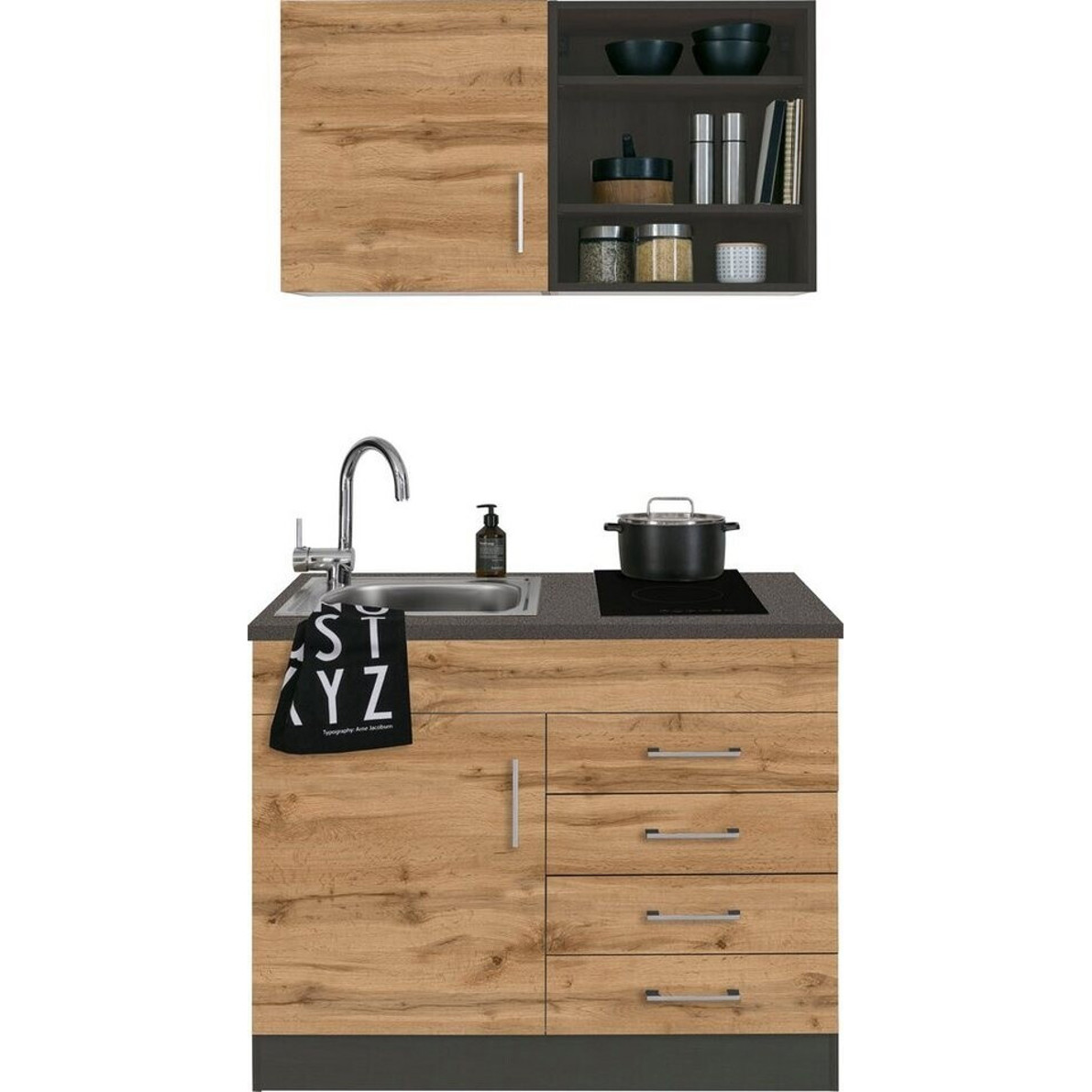 Kochstation - KS-Mali - Miniküche - Glaskeramik-Kochfeld, Spüle, 100 cm