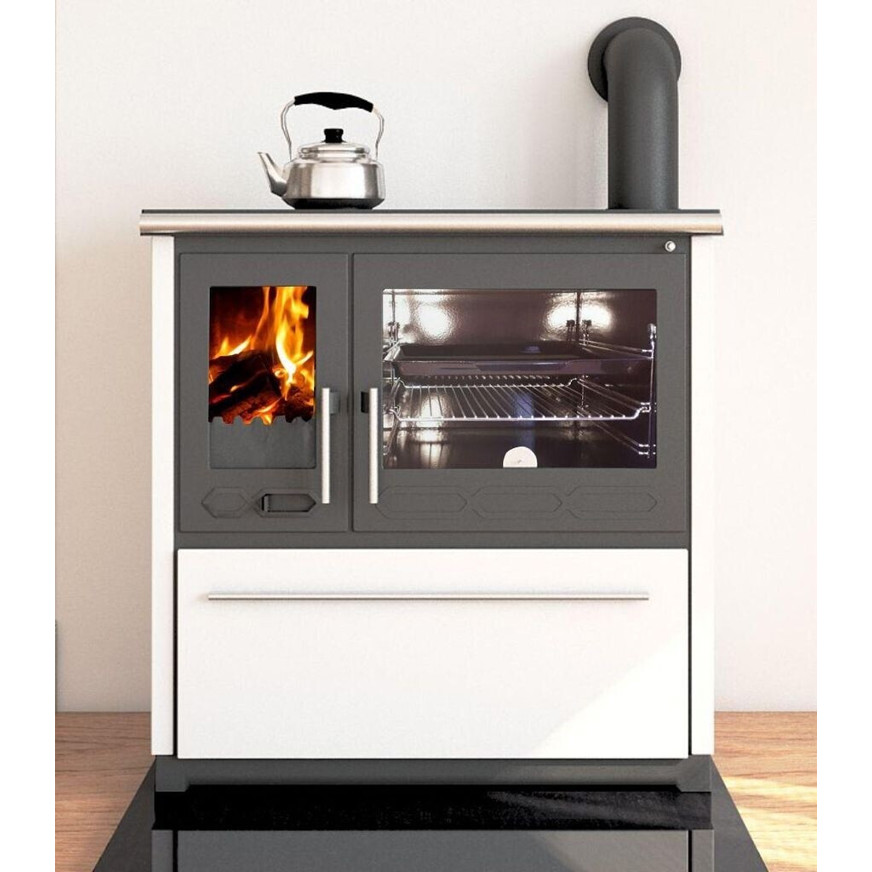 Plamen - Küchenofen 850 - Festbrennstoffherd - weiß, Dauerbrand, 8 kW