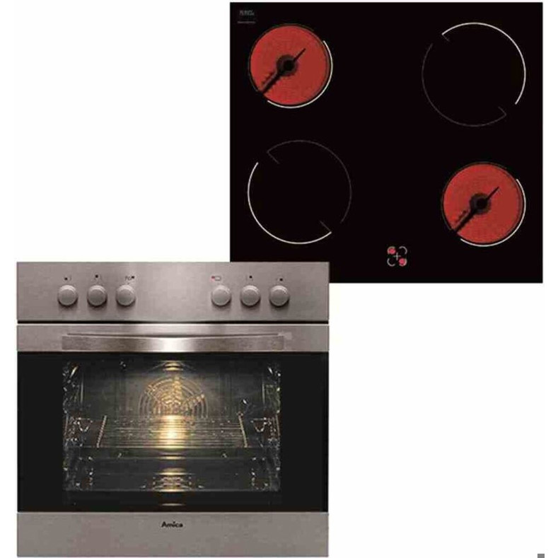 Amica - EHC 12516 E - Herd-Set - Glaskeramik-Kochfeld, Selbstreinigung, Kindersicherung