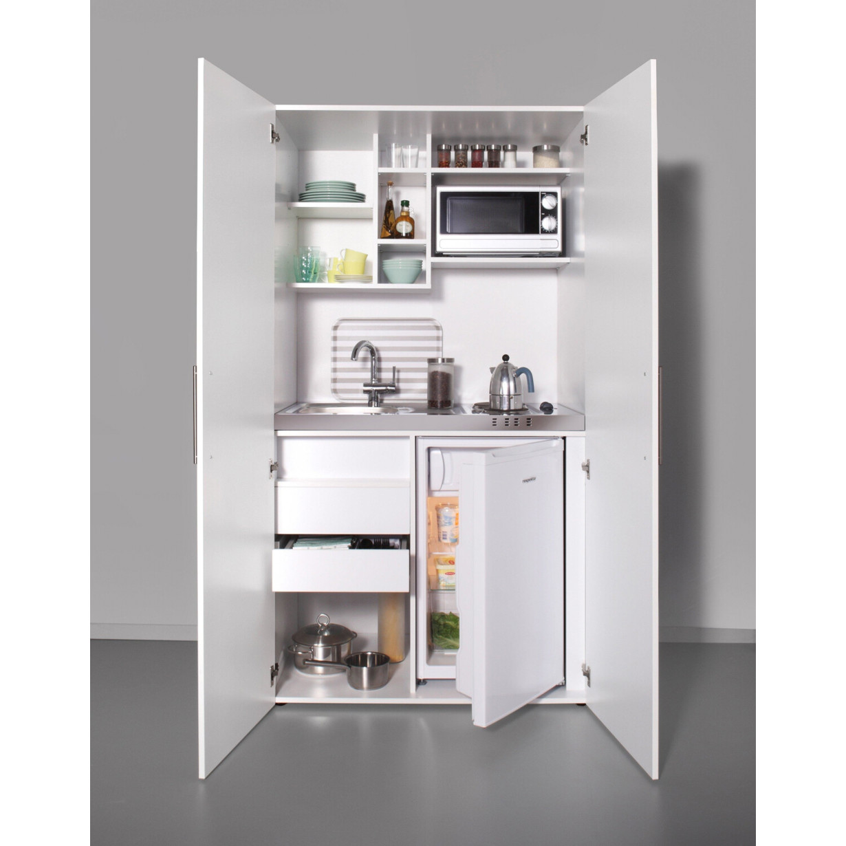 Respekta - Schrankküche - SKWWMIS - Kompaktküche - mit Mikrowelle, mit Kochfeld, mit Kühlschrank
