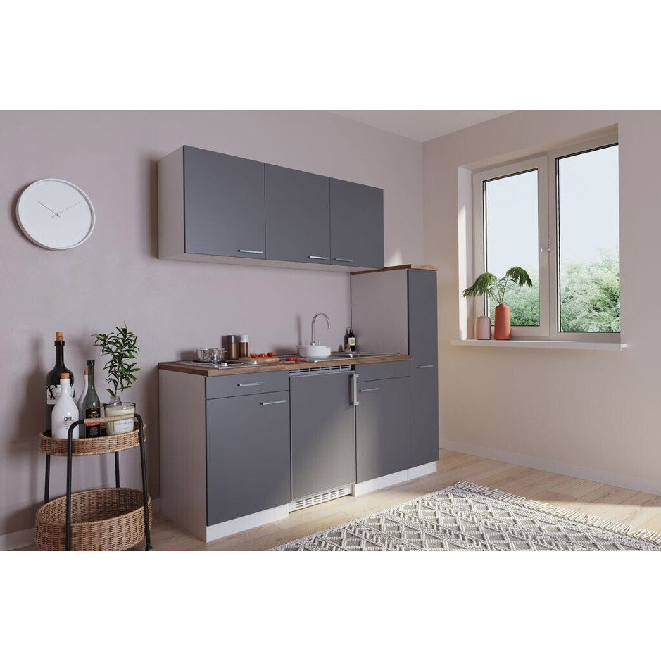 Respekta - Küche - KB180WG - Miniküche mit Elektrogerät - Weiß, 180 cm Breite, 60 cm Tiefe