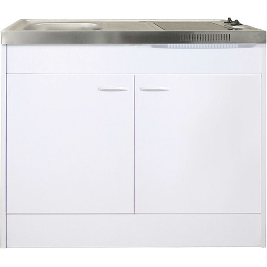 Respekta - Miniküche - Kompaktküchen - 100 cm Breite, Glaskeramik-Kochfeld, weiß